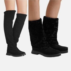 LUIZA CHILL SUEDE AND SHEARLING KNEE BOOTS IN BLACK